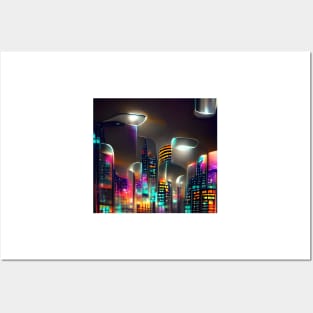 Futuristic City Lights Posters and Art